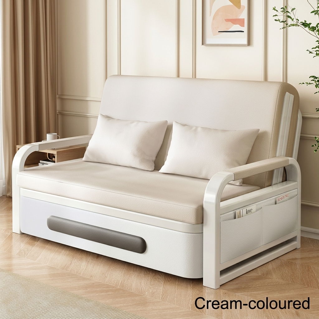 Modern Orange Foldable Sofa Bed Pull-out Loveseat Sleeper for Small Apartment Living Room