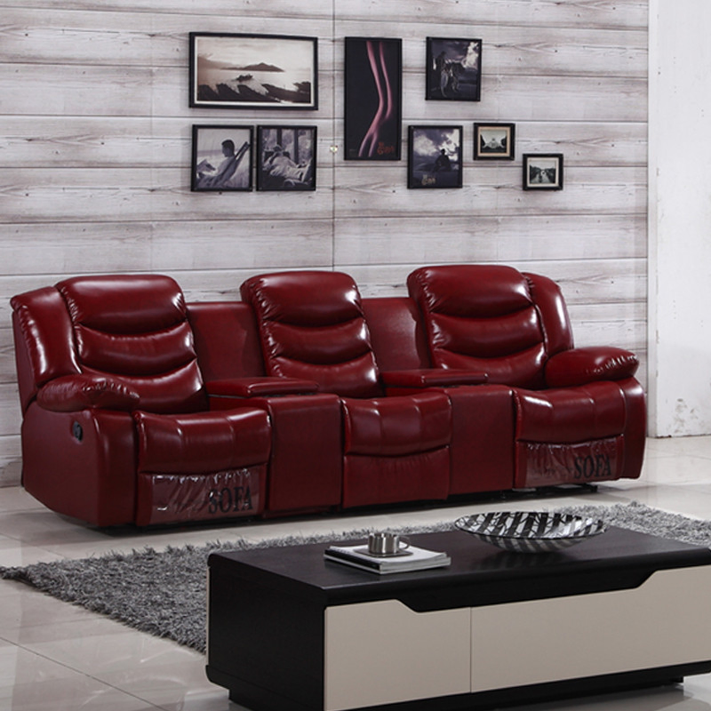 Modern Home Theatre Set Corner Sleeper Furniture Lounge Chair Recliner Leather Sofa