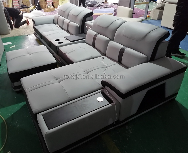 Multifunctional Sofa With Music Modern 1 2 5 7 Seater Sectional Sofa Luxury USB Charging Leather Sofa Set Multiple Storage Space