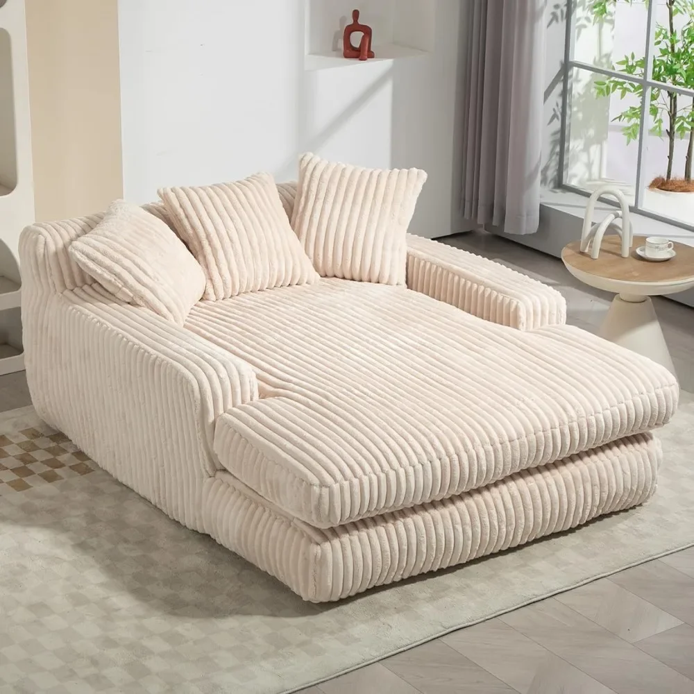 Oversized Chaise Lounge Chair Comfy Plush Cloud Couch Modern Sleeper Chair Sofa Corduroy Loveseat Vacuum Compression Sofa Set