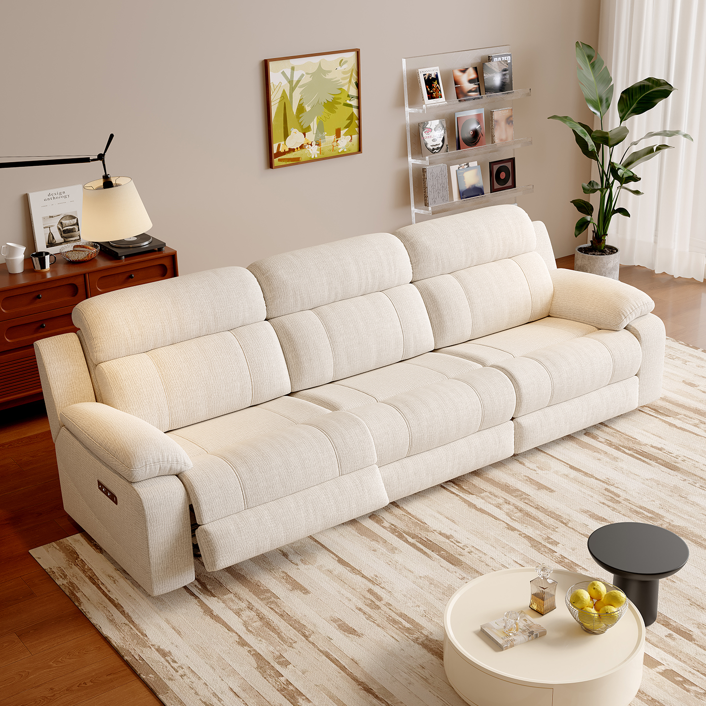 Wholesale Power Reclining Sofa 3 Seater Fabric With USB Ports Living Room Furniture Set Wall Hugger ModernElectric Recliner Sofa