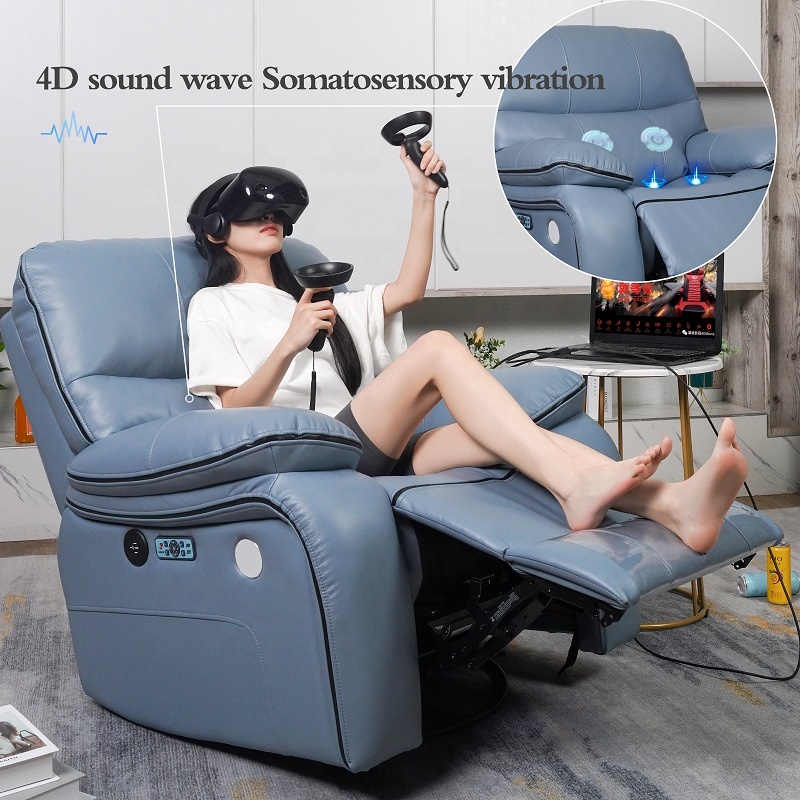 Hot Sale Custom Revolve Recliner Sofa Comfortable Smart Sonic Vibration Leather Sofa for Sale