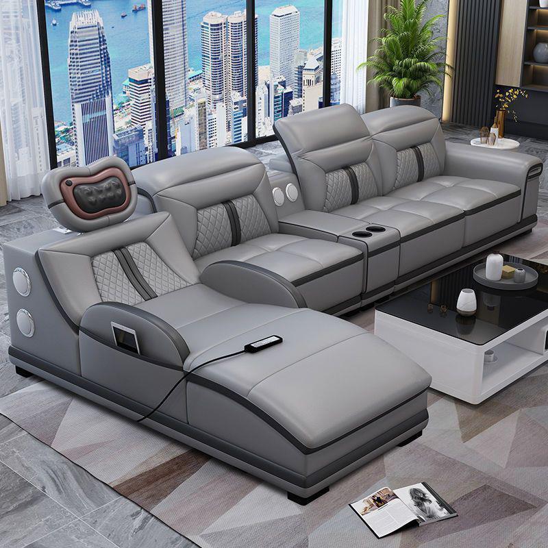 GEDO Luxury Smart Multifunction Sponge-filled Leather Recliner Sofa Set with Massage Bluetooth for Living Room