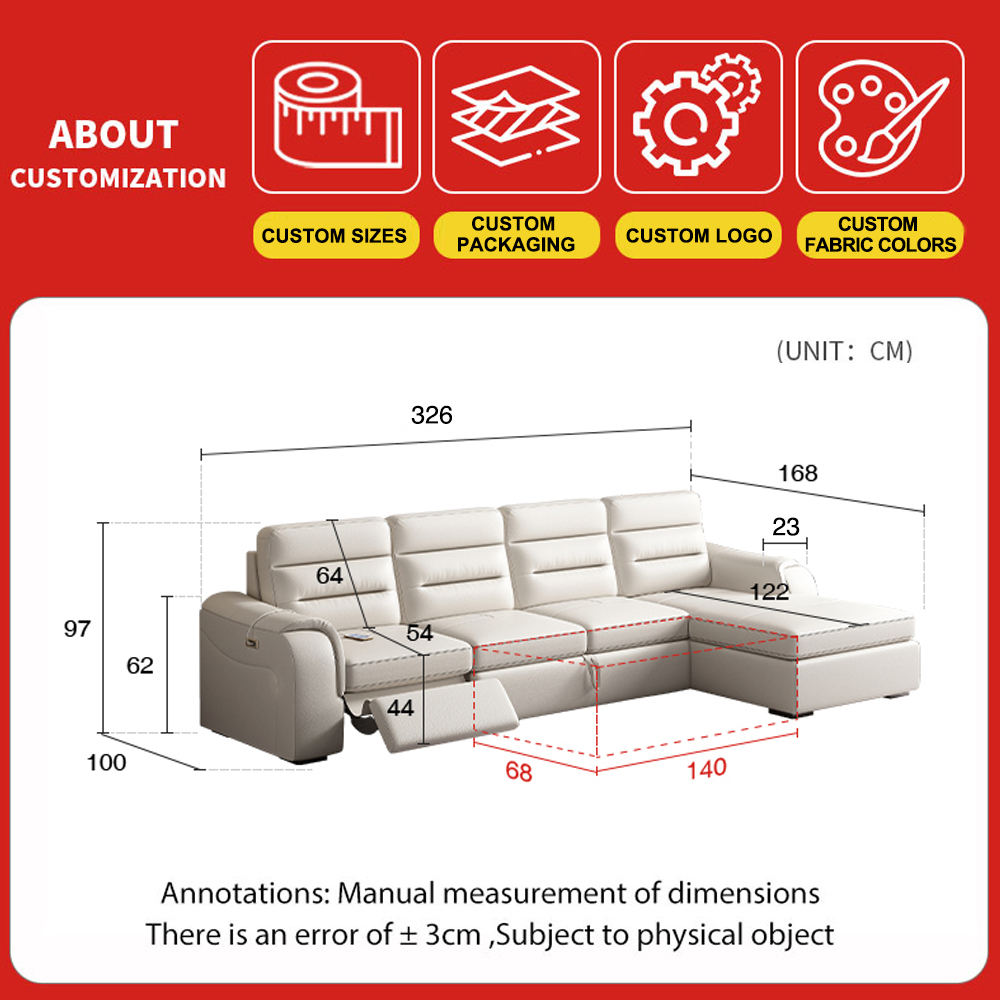 l Shape Modular Smart Electric Recliner Mechanism Multi Function Sofa Usb-c Charging Folding Sofa Bed Storage Living Room Sofas