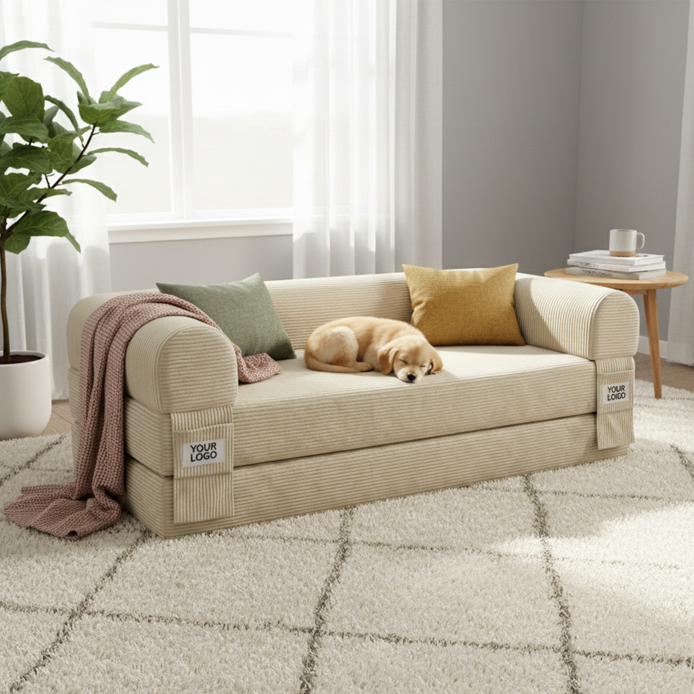 Wholesale Custom Fabric Loveseat Sofa Bed Futon Without Frame Compressed Foam Lazy Floor Couch for Vacation Rental Small Space