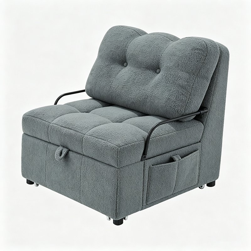 Compact Single-Seat Sofa Bed with Storage for Tiny Studio Living Spaces