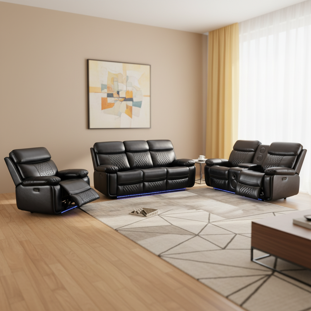 Custom 3+2+1 Seat Leather Power Reclining Chair Smart Electrical Recliner Sofa Set Living Room Furniture Leisure Sofa