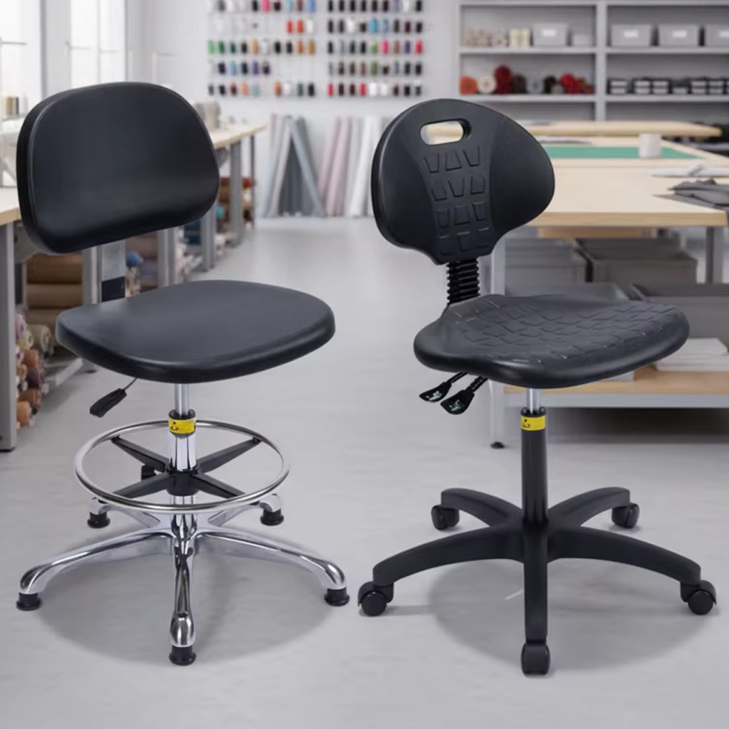 ESD Industrial Swivel Office Lab Chair Ergonomic Adjustable Height Polyurethane For Garment Operator Workshop Sewing Machine
