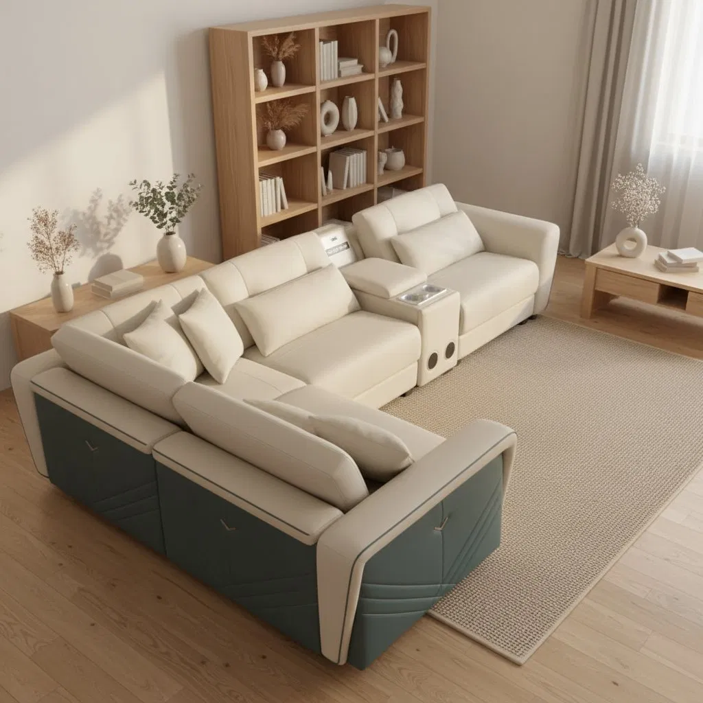 Multifunctional Electric Adjustable Lounge Sofa Bed Power Reclining Convertible Sofa Sleeper Couch for Living Room