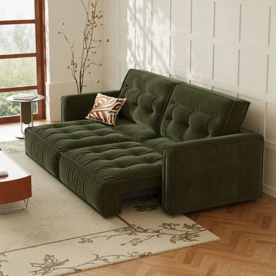 Electric Modern Reclining Sofa Bed Retractable Wall-Mounted Fabric Sleeper with Storage for Small Living Rooms
