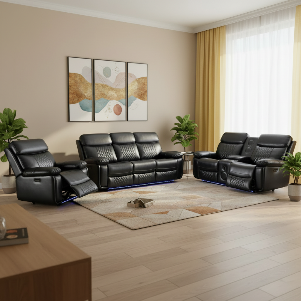 Custom 3+2+1 Seat Leather Power Reclining Chair Smart Electrical Recliner Sofa Set Living Room Furniture Leisure Sofa