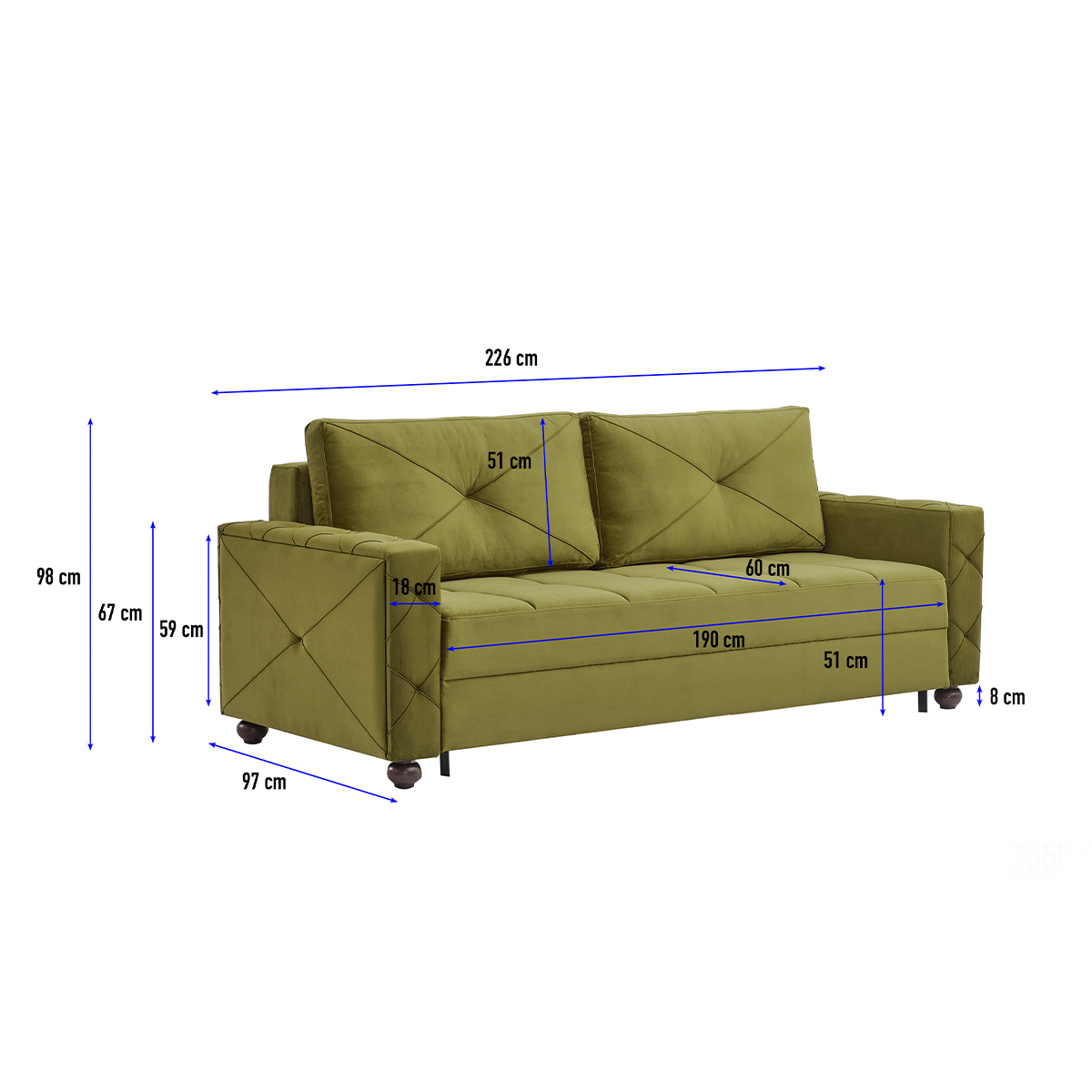 European Tufted Modular Loveseat Fabric Upholstered Inflatable Foldable Sofa Bed for Apartment and Hotel Living Room Furniture