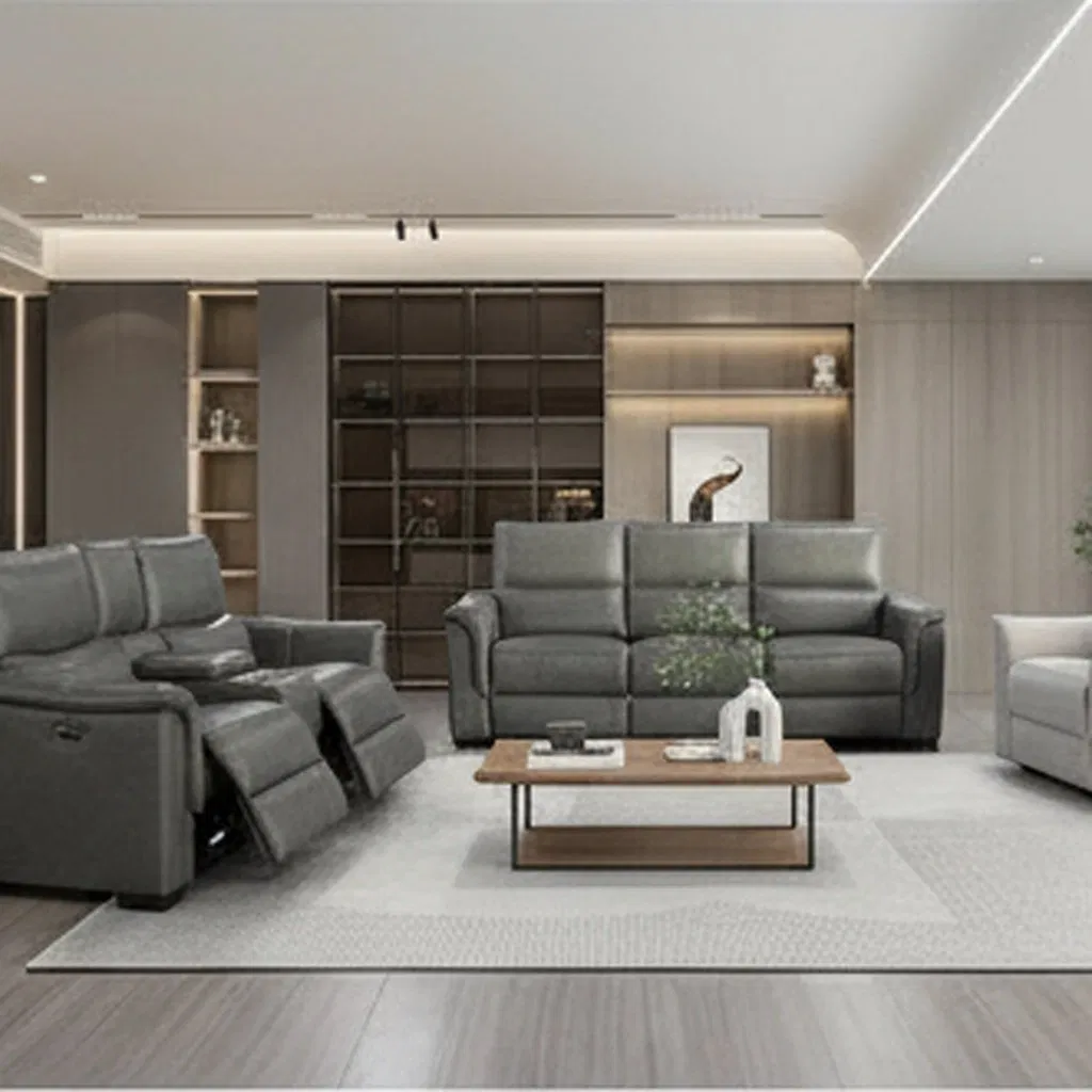 Modern Simple Multifunctional Functional Modular Electric Reclining Leather Sofa
