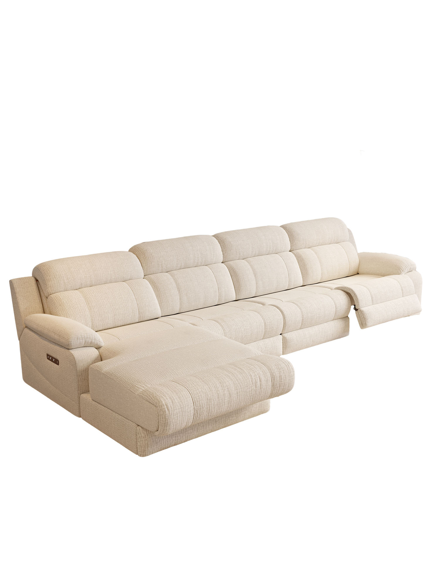 Power Reclining Sofa with USB 3-Seater Fabric Recliner with Center Console Wall Hugger for Living Room