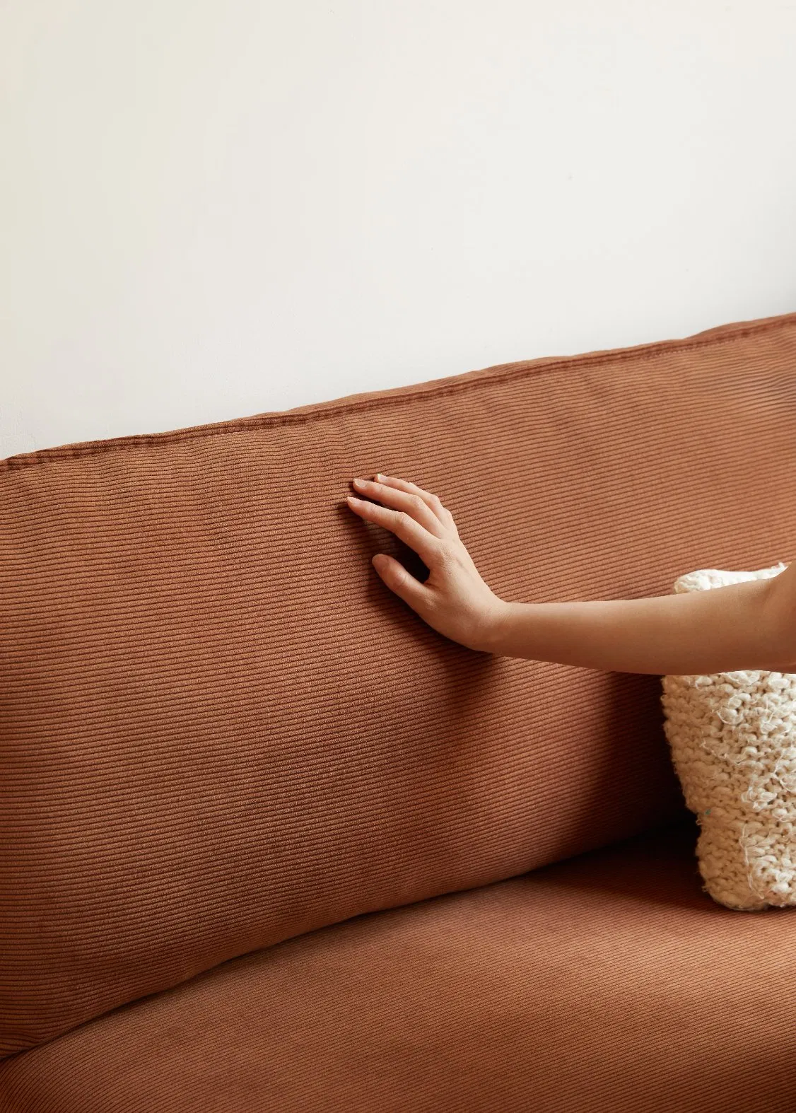 Elegant Brown Oak Sofa with Plush Cushions for Comfort