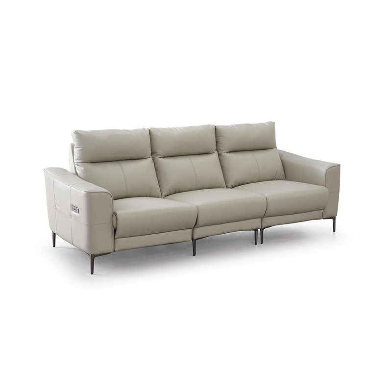 Wall-Hugging Minimalist Top-Grain Leather Reclining Sofa with Adjustable Lazy Mode &amp; Smart Control Cabinet Living Room