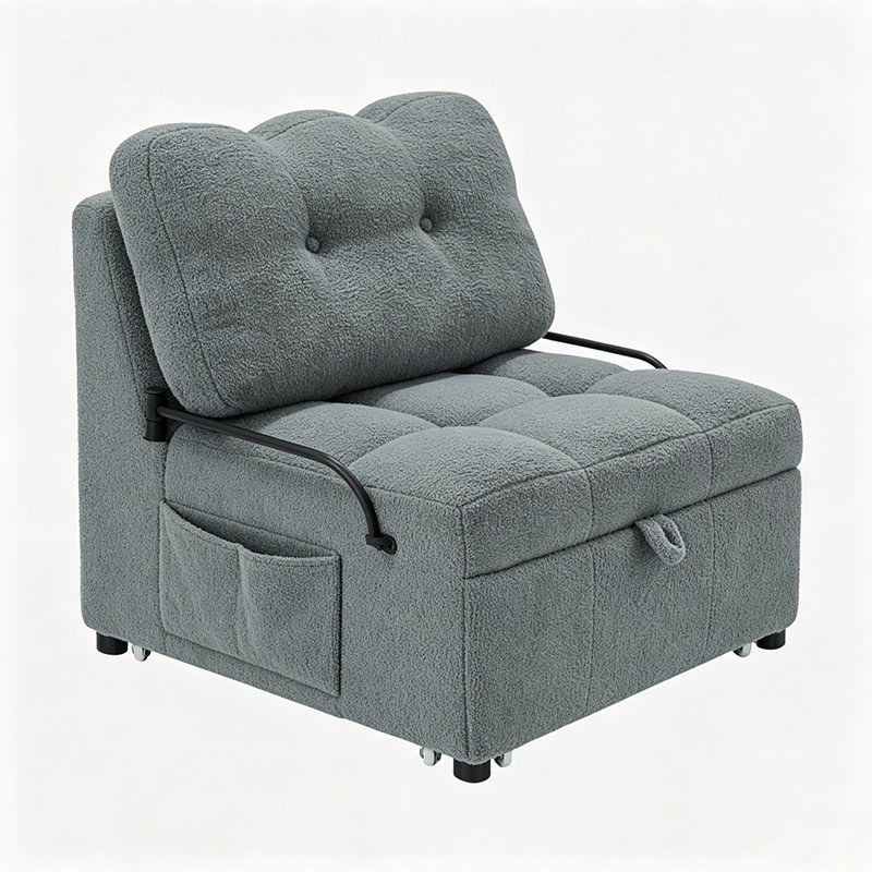 Compact Single-Seat Sofa Bed with Storage for Tiny Studio Living Spaces