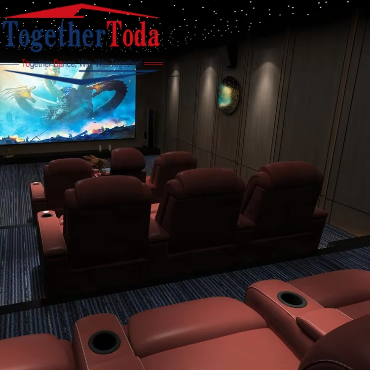 Customized Home Cinema Sofa Leather Recliner Chair Theater Seating with Console