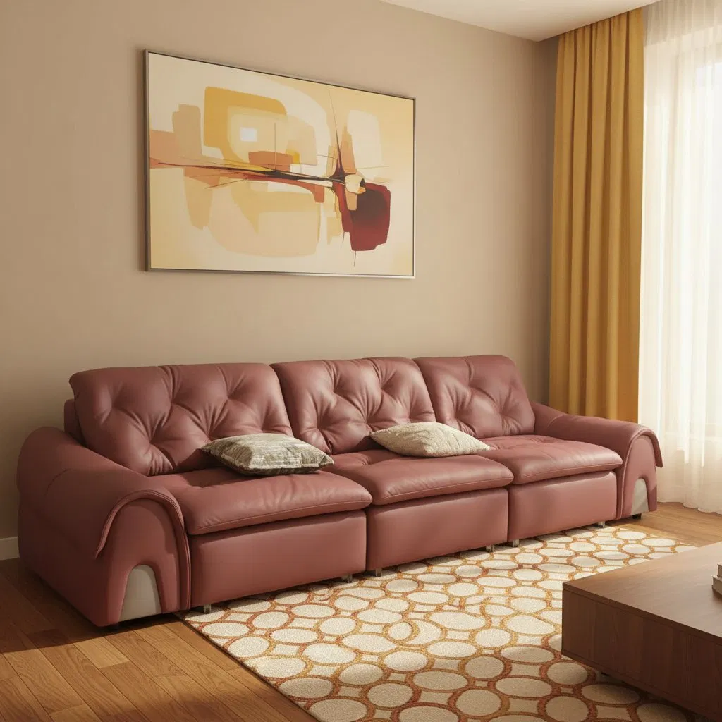 Contemporary Red 3 Seater Power Sofa Bed Electric Reclining Convertible Sleeper Sofa Stylish Upholstered Couch for Living Room