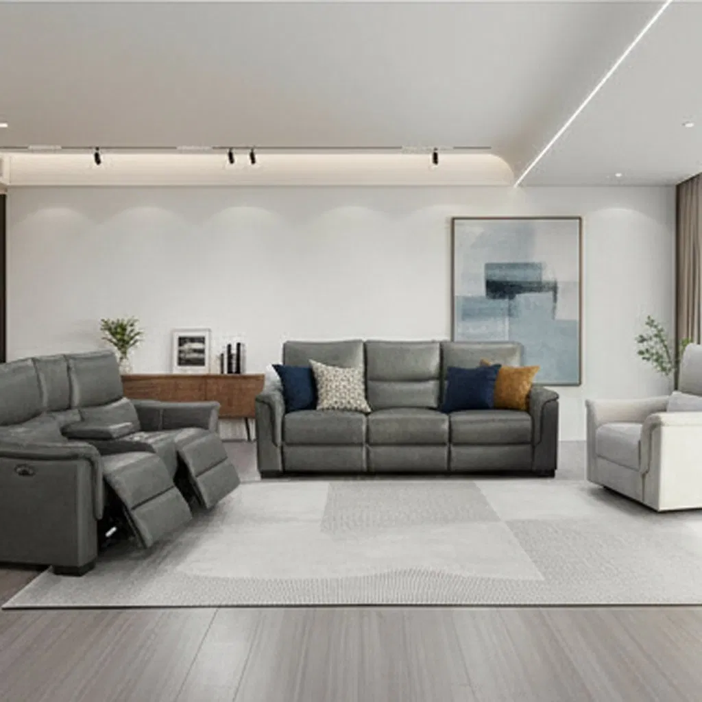 Modern Simple Multifunctional Functional Modular Electric Reclining Leather Sofa