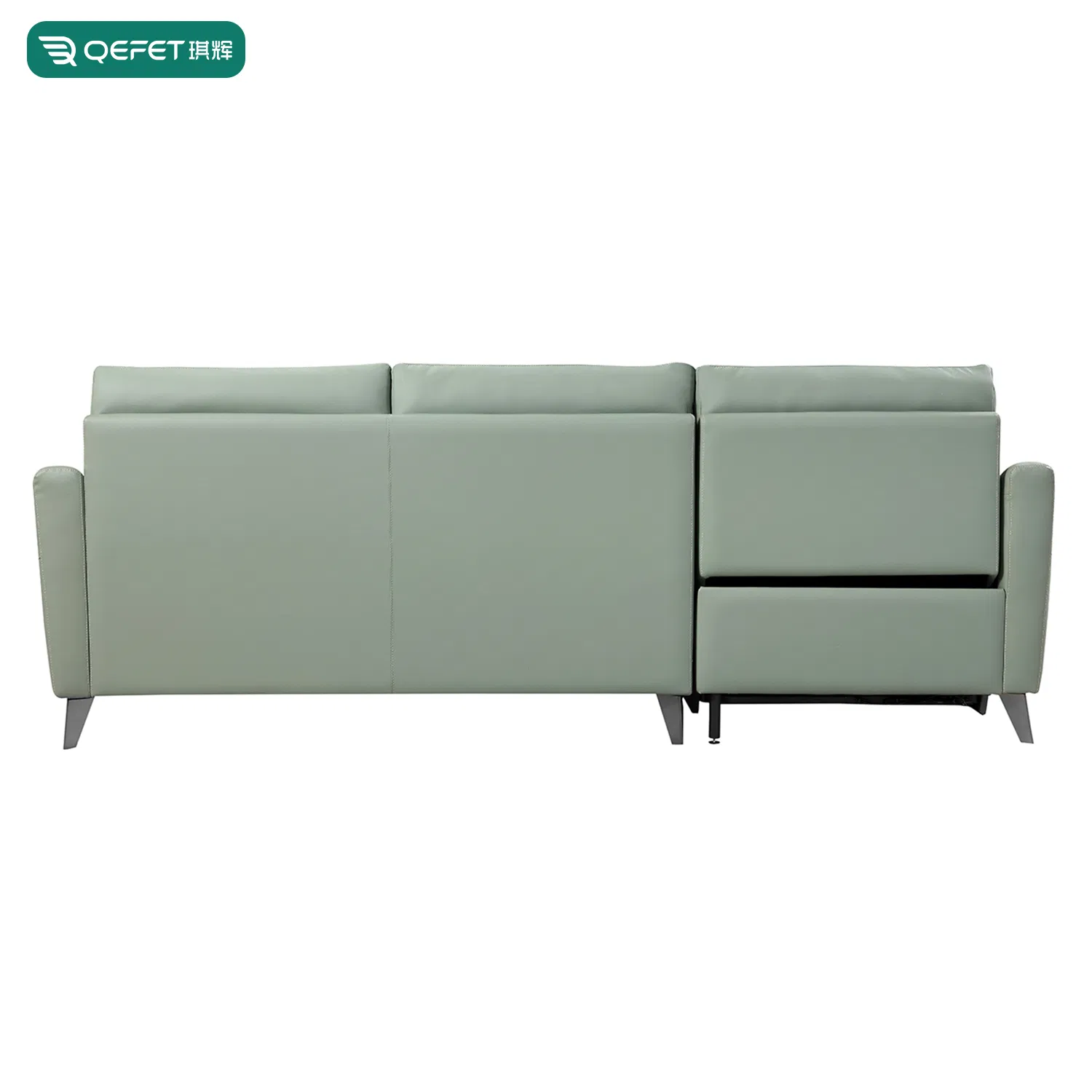 European Modern Green Leather Daybed Sleeper Covertible Power Reclining Sofa
