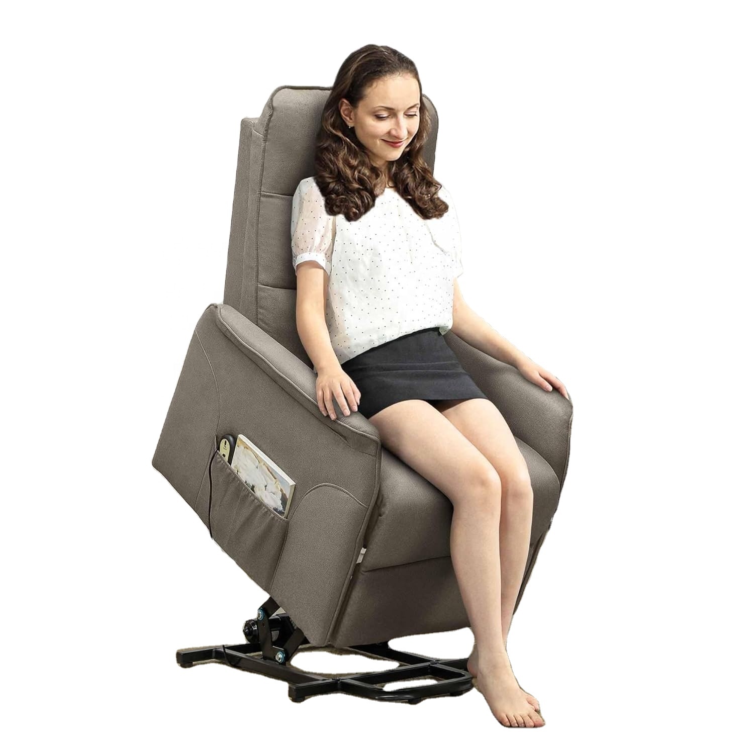 Power Lift Recliner Chair for Elderly Remote Control Side Pockets Pocket Spring Tufted Back Quick Assembly One Seat