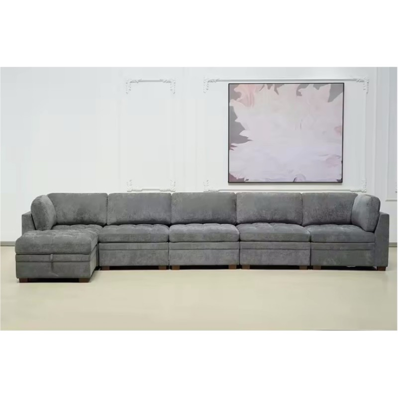 Huayang Modern Style Wooden Bed Fabric Convertable Furniture Functional Modular Sofa