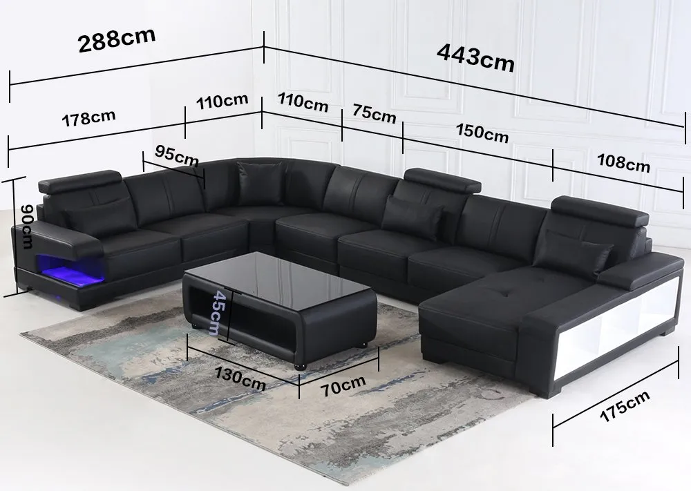 Modern U-Shape Functional Genuine Leather Modular Sofa for Home