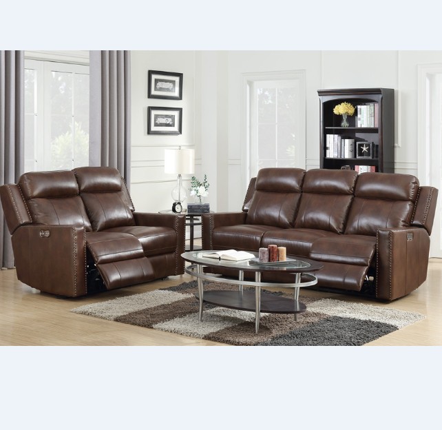 3 2 1 Luxury Quality Smart Home High Back Power Sectional Recliner Sofa Sets with Cup Holder Blue Light Genuine Leather L-Shape