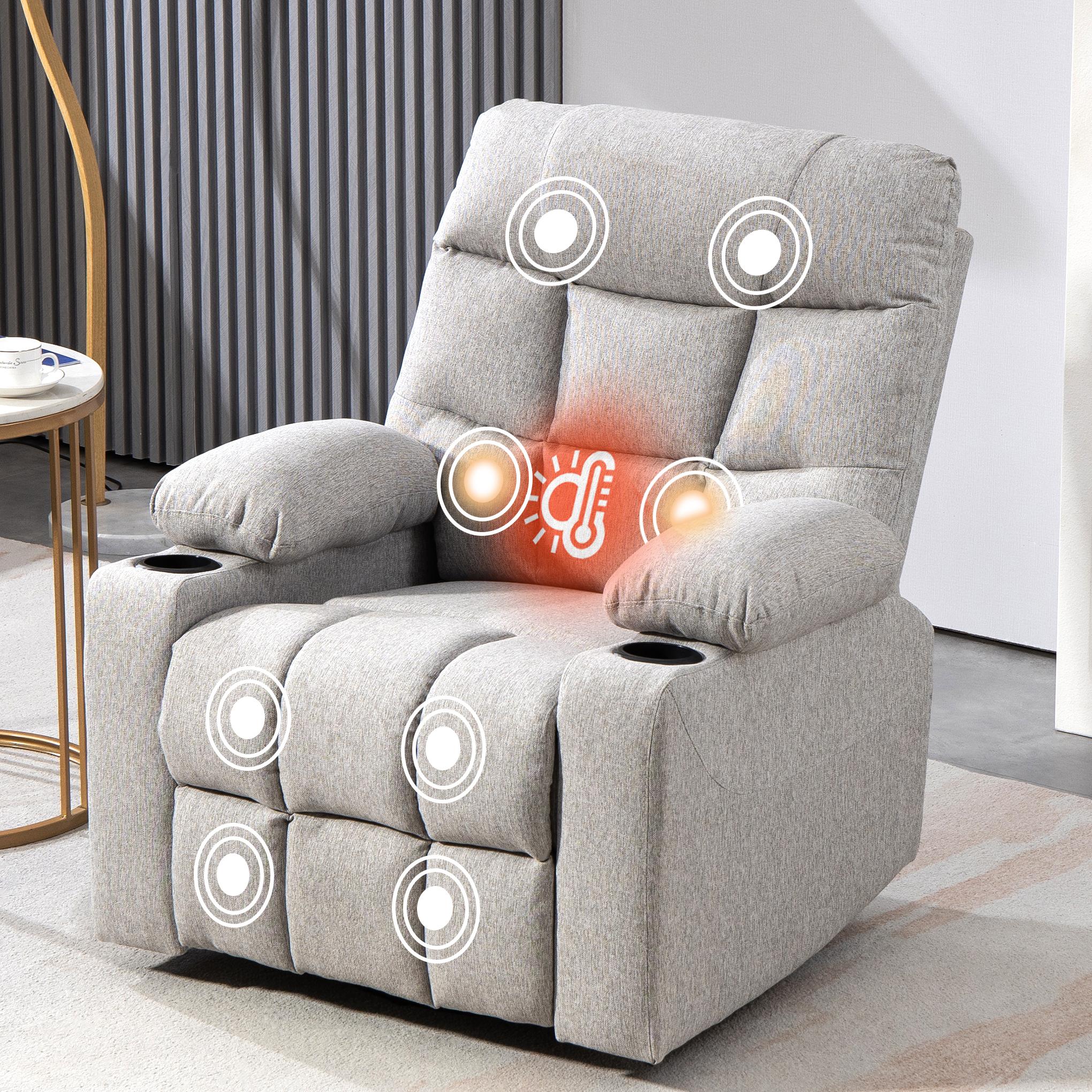 360&deg; Swivel Oversized Rocking Chairs Rocker Recliner Chair With Massage And Heated Living Room Function Sofa