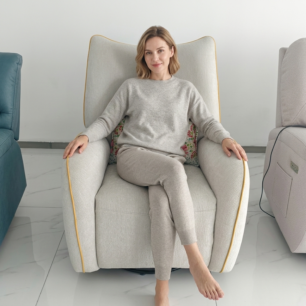 Modern Italian Electric Single Seat Sofa Set Multifunctional Lounge Chair USB Interface Reclining Swivel Movement Metal Corner
