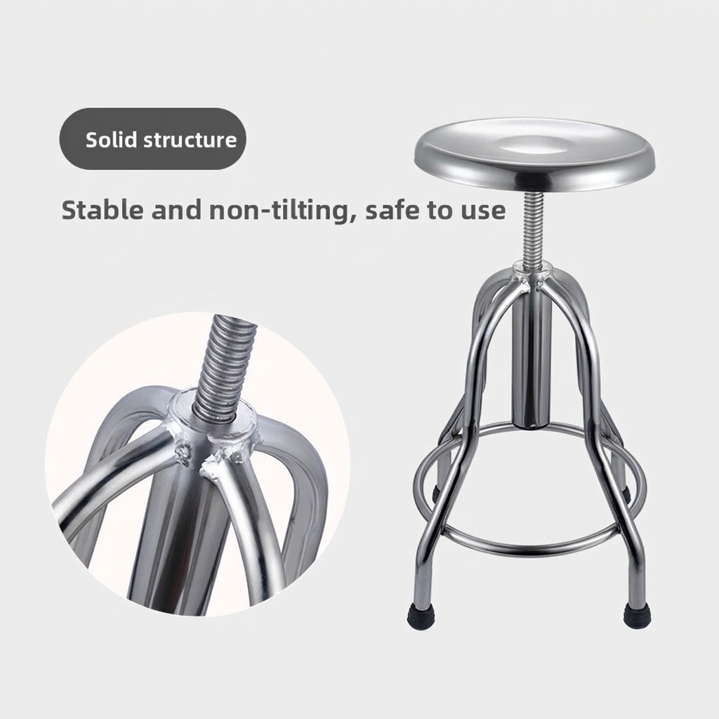 Stainless Steel Hospital Lift Chair Stool Rotating Seat Height Adjustable Feature Chinese Style For Workshop School Laboratory