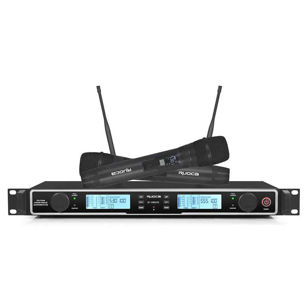 China Ruoca Professional Dual Channel Wireless Microphone Recharging Microphone Manufacturers, Factories