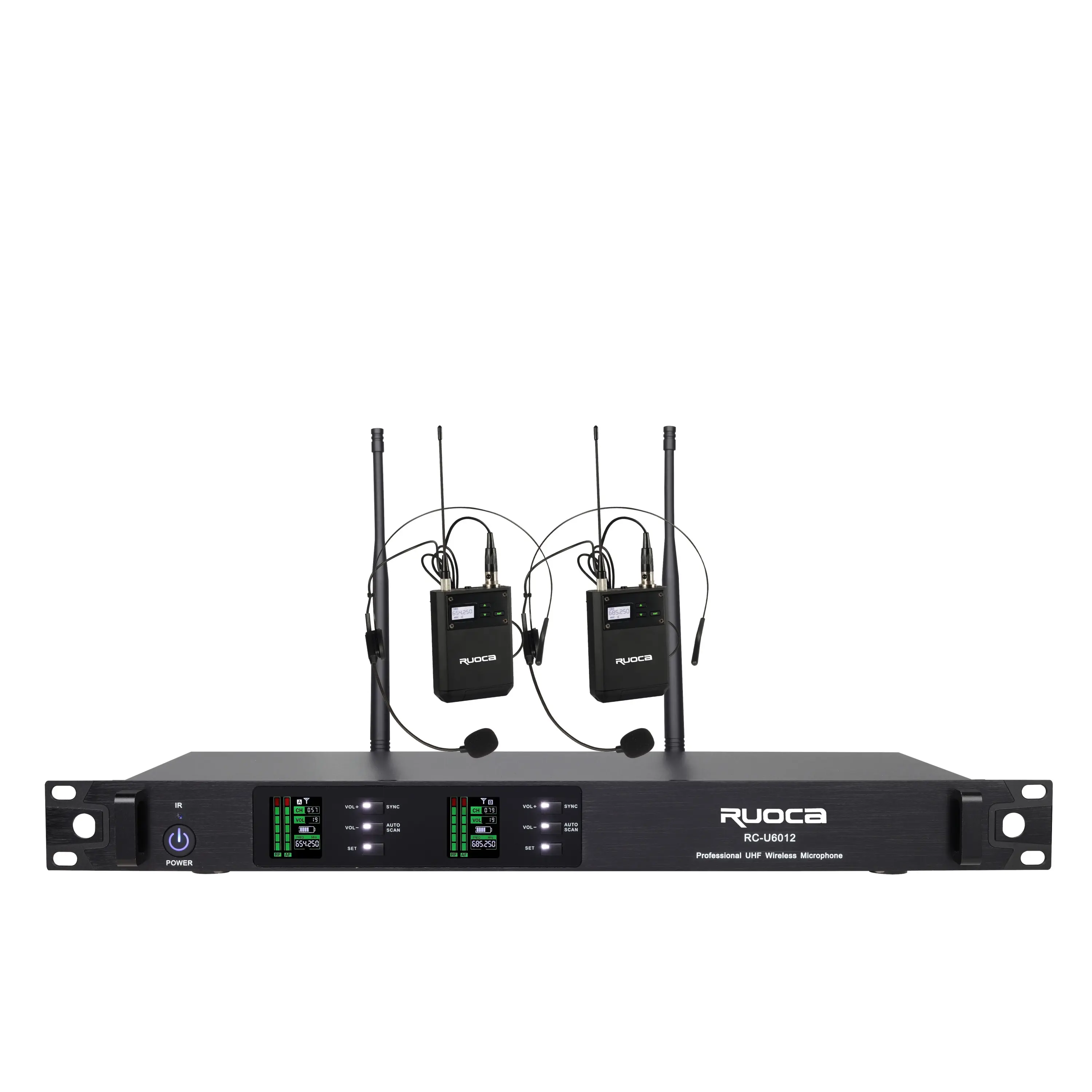 CE Certification Ruoca Dynamic Microphone#RC-U6012 Dual Channel UHF Wireless Microphone System Conference/School /DJ/ Performance Mic With Two Antenna Suppliers, Exporter