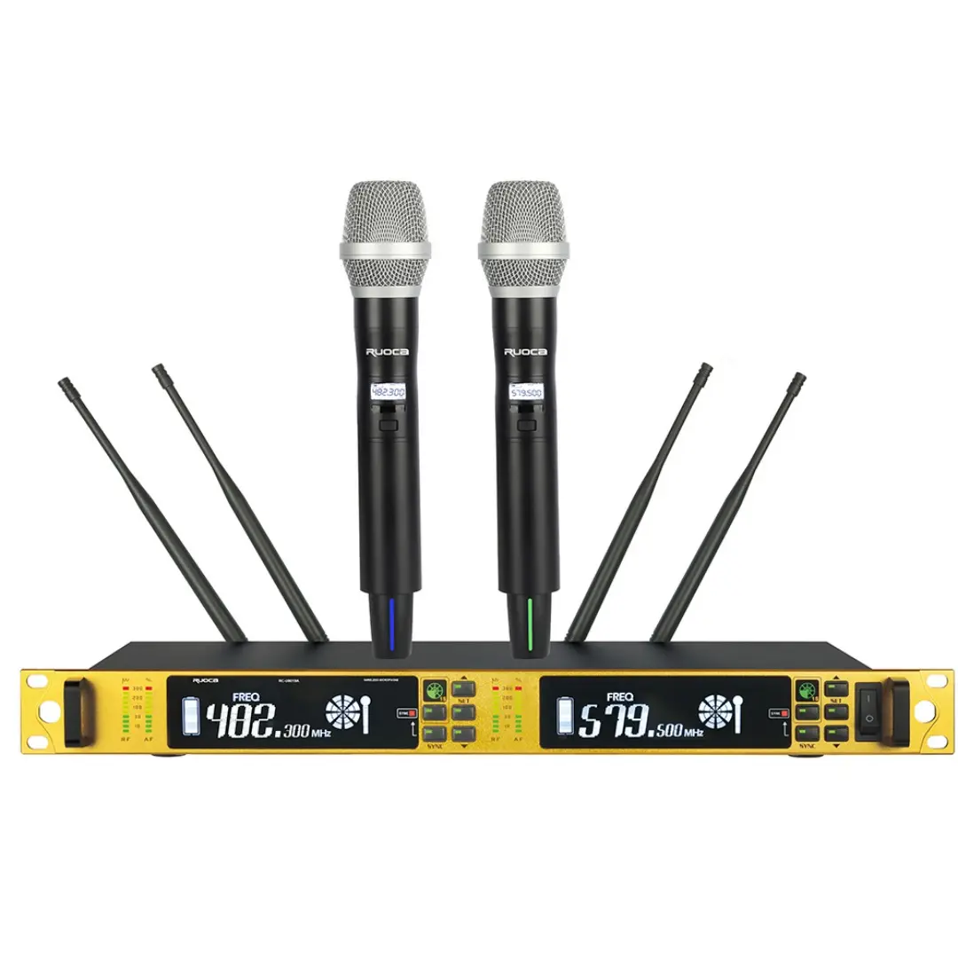ODM RC-U8019A-Ruoca RC-U8019A Dual Channel UHF Wireless Microphone System  For Home , Church , Conference ,Stage , Performance ,KTV Suppliers, Factory