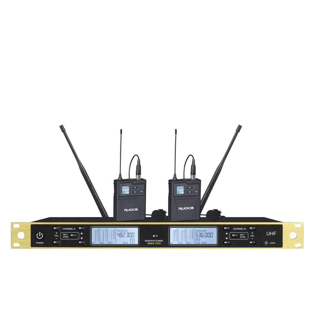 CE Certification RC-U1880A-Ruoca Dual Channel UHF Wireless Microphone System #RC-U1880A  For Home , Church , Conference ,Stage , Performance ,KTV Factories, Exporters