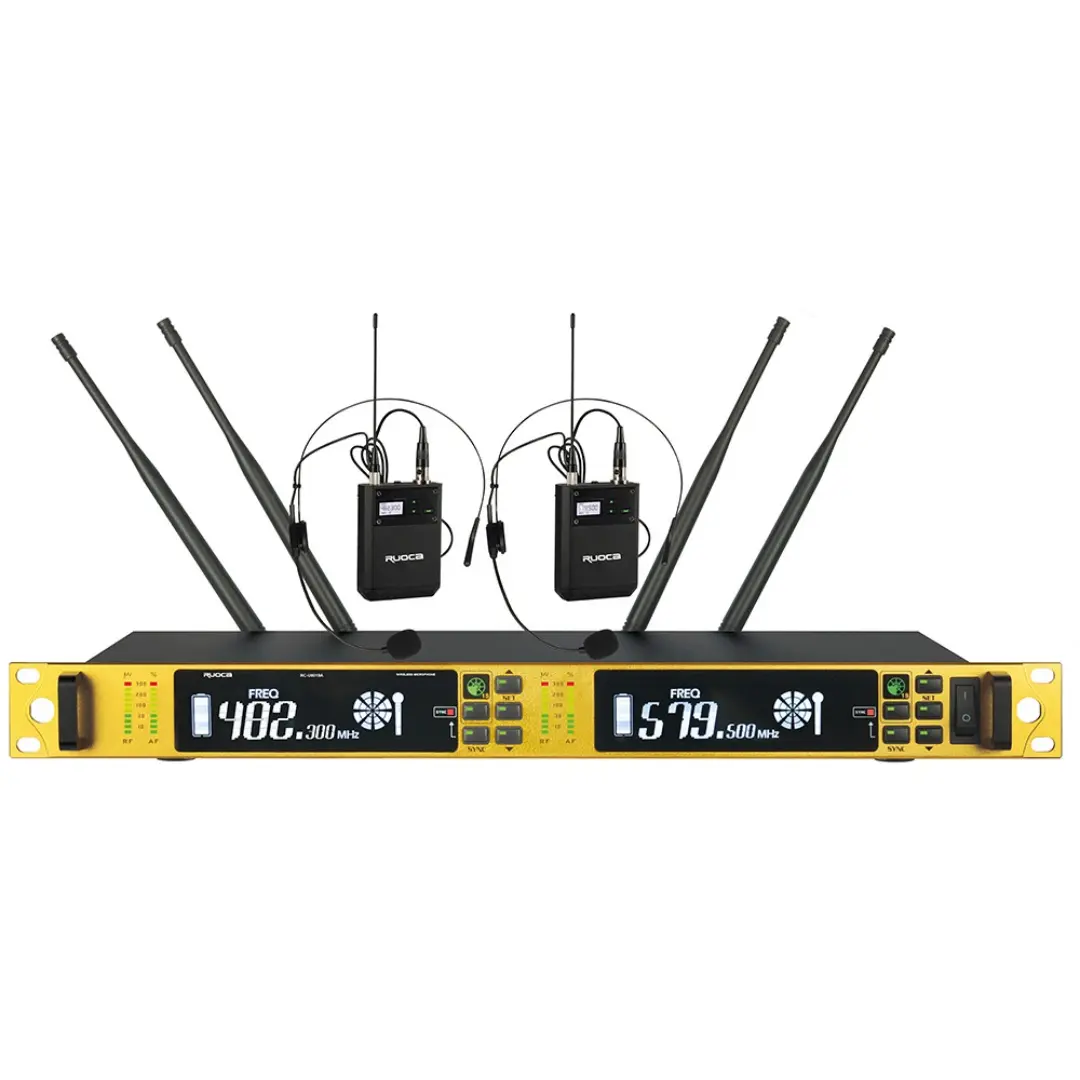 ODM RC-U8019A-Ruoca RC-U8019A Dual Channel UHF Wireless Microphone System  For Home , Church , Conference ,Stage , Performance ,KTV Suppliers, Factory