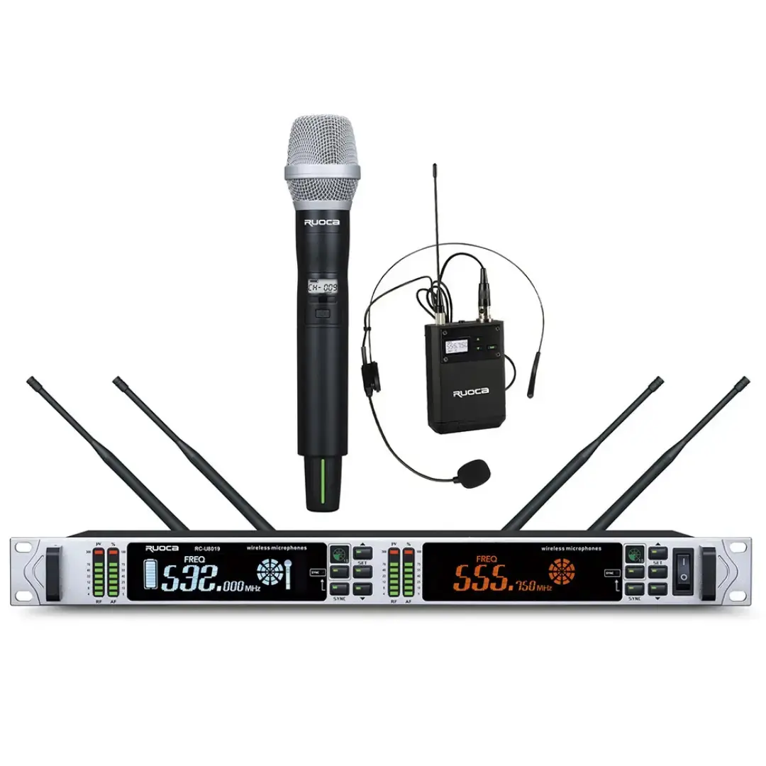 Wholesale RC-U8019-Ruoca RC-U8019Hight Quality Dynamic Microphone Dual Channel UHF Wireless Microphone System  For Home , Church , Conference ,Stage , Performance ,KTV Supplier, Suppliers