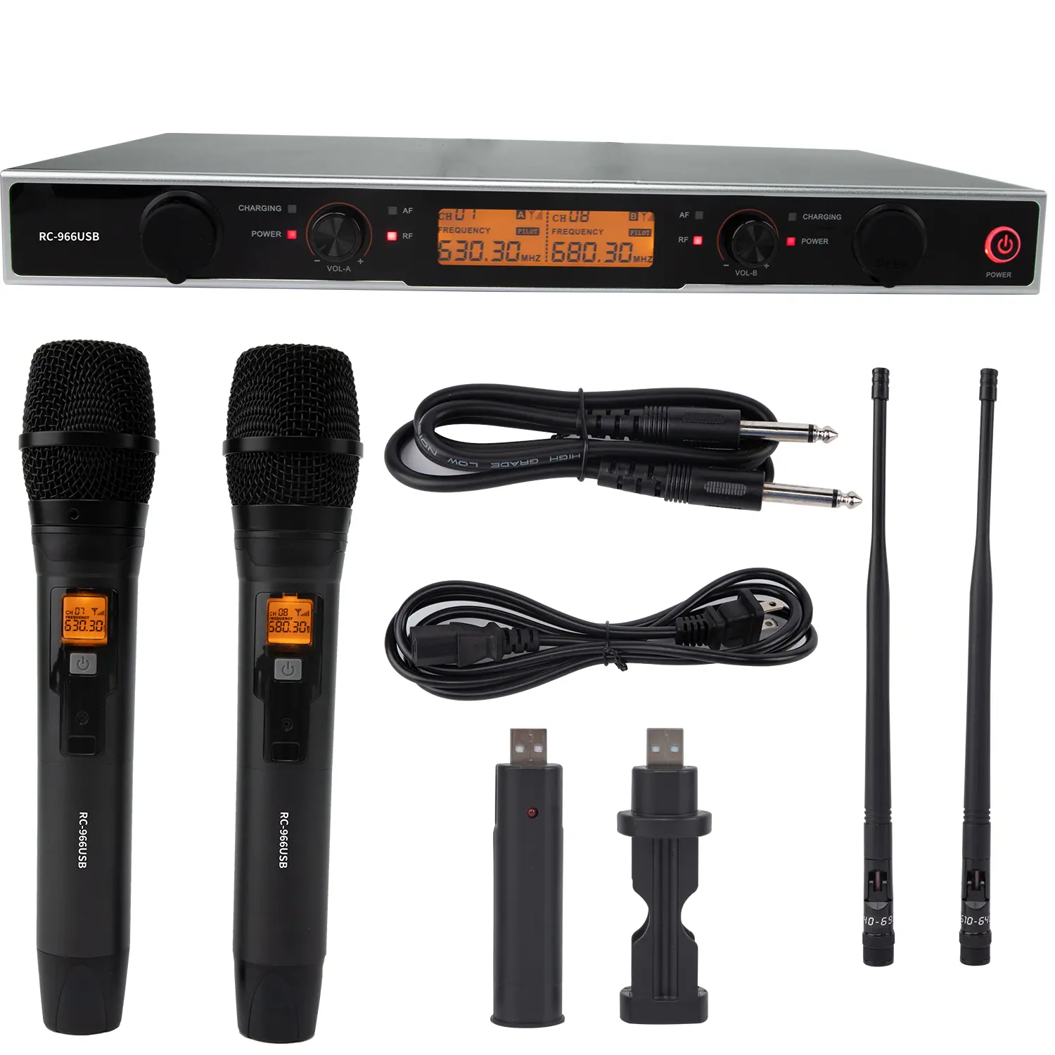 ODM RC-966USB-Ruoca Professional Dual Channel Wireless Microphone Recharging Microphone Factories, Exporters