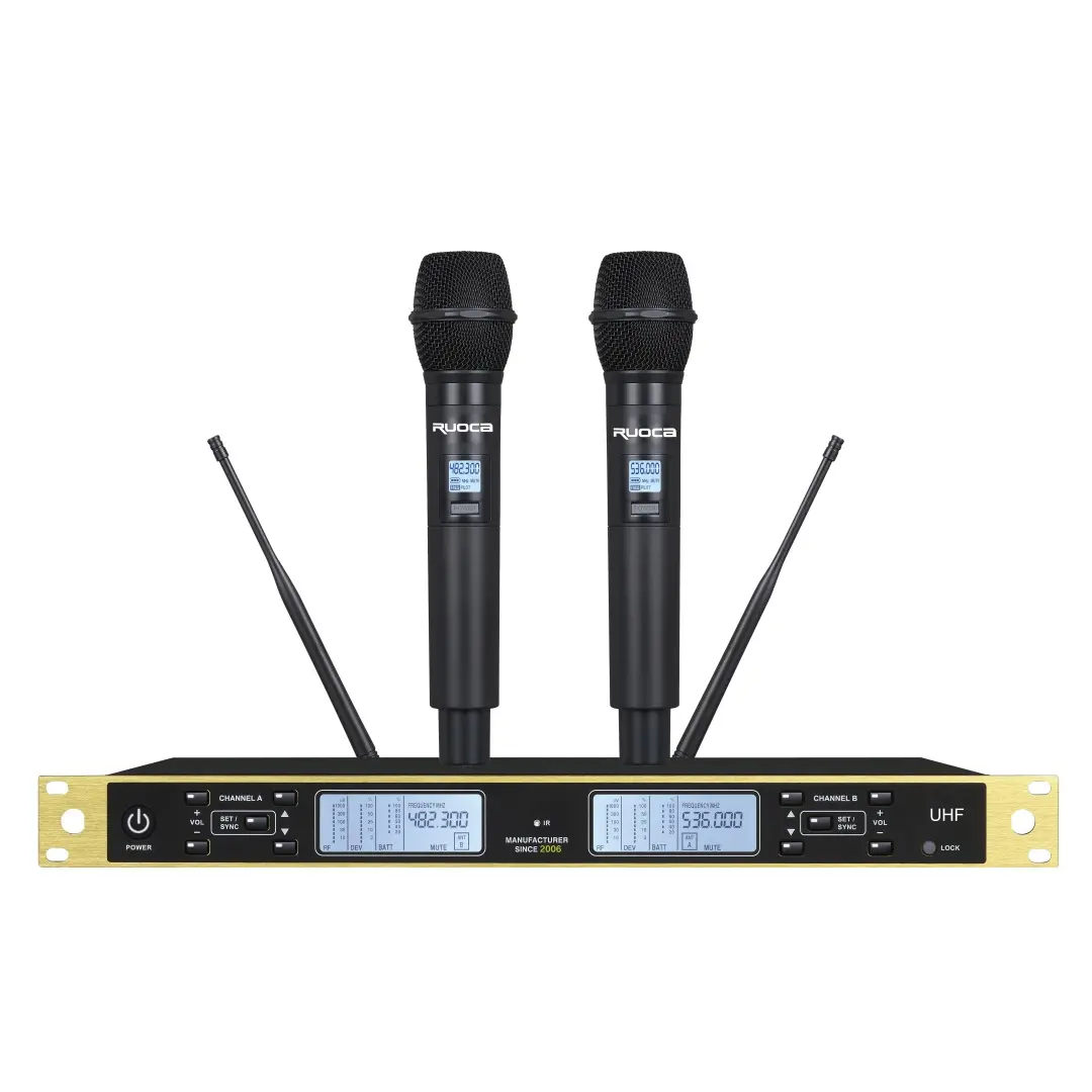 CE Certification RC-U1880A-Ruoca Dual Channel UHF Wireless Microphone System #RC-U1880A  For Home , Church , Conference ,Stage , Performance ,KTV Factories, Exporters