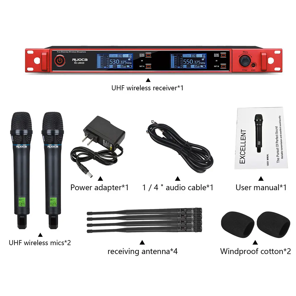 CE Certification RC-U8021-Ruoca Professional Dual Channel Wireless Microphone Supplier, Exporter