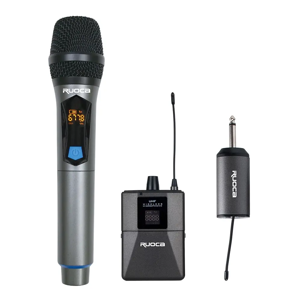 Wholesale Ruoca RC-U8062BH Professional Handheld Mic and Bodypack With Headset Microphone UHF Wireless Microphone System with Recharging Mini Receiver for Home , Church , Conference Room,Stage Manufacturers, Exporters