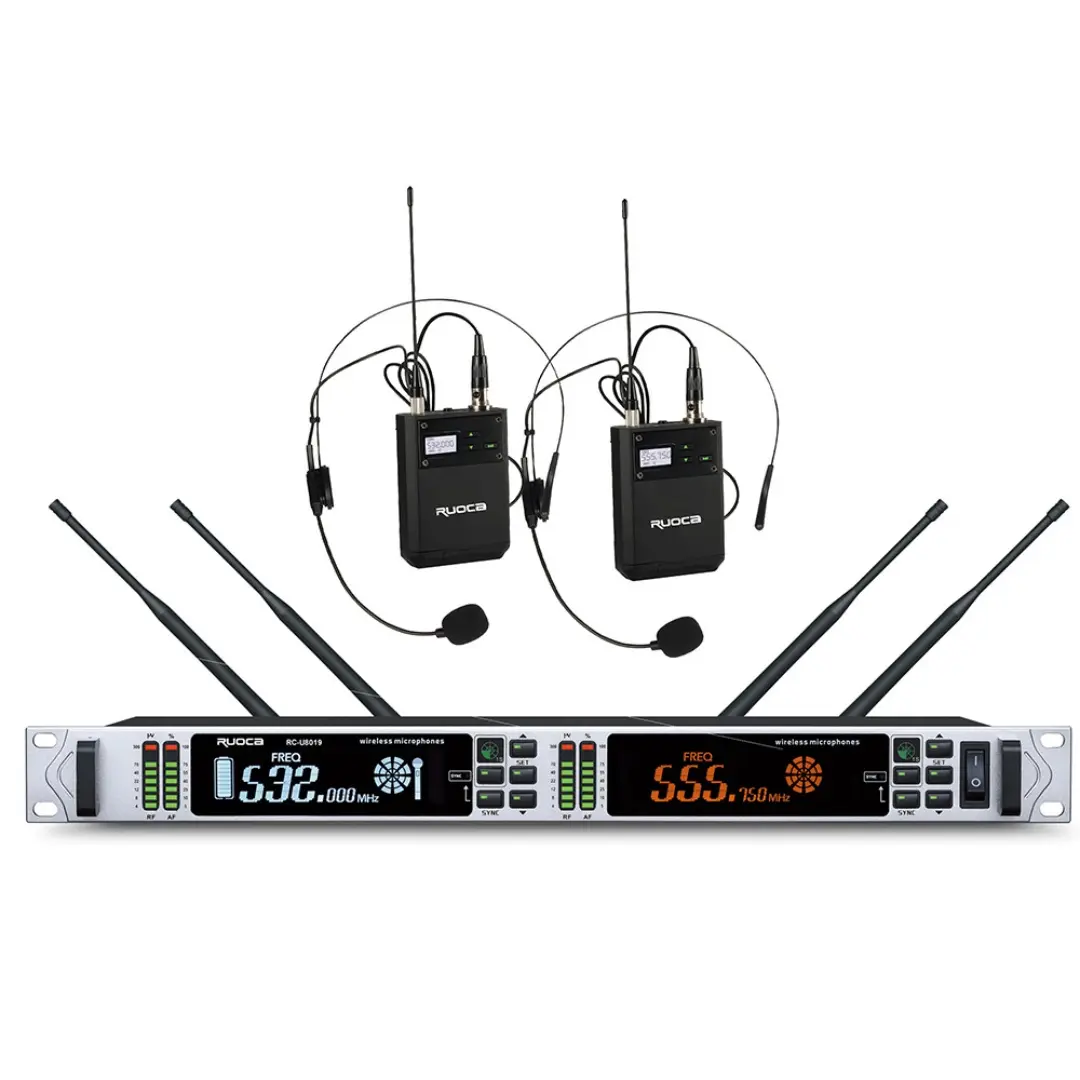 Wholesale RC-U8019-Ruoca RC-U8019Hight Quality Dynamic Microphone Dual Channel UHF Wireless Microphone System  For Home , Church , Conference ,Stage , Performance ,KTV Supplier, Suppliers