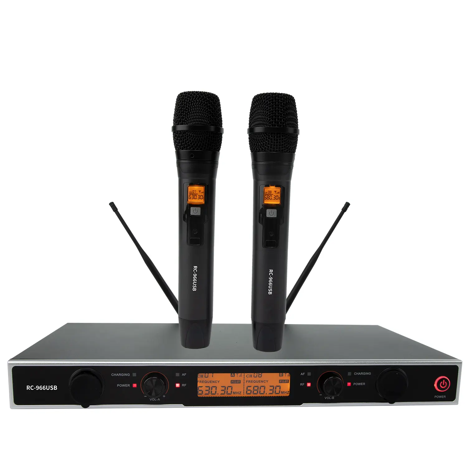 ODM RC-966USB-Ruoca Professional Dual Channel Wireless Microphone Recharging Microphone Factories, Exporters