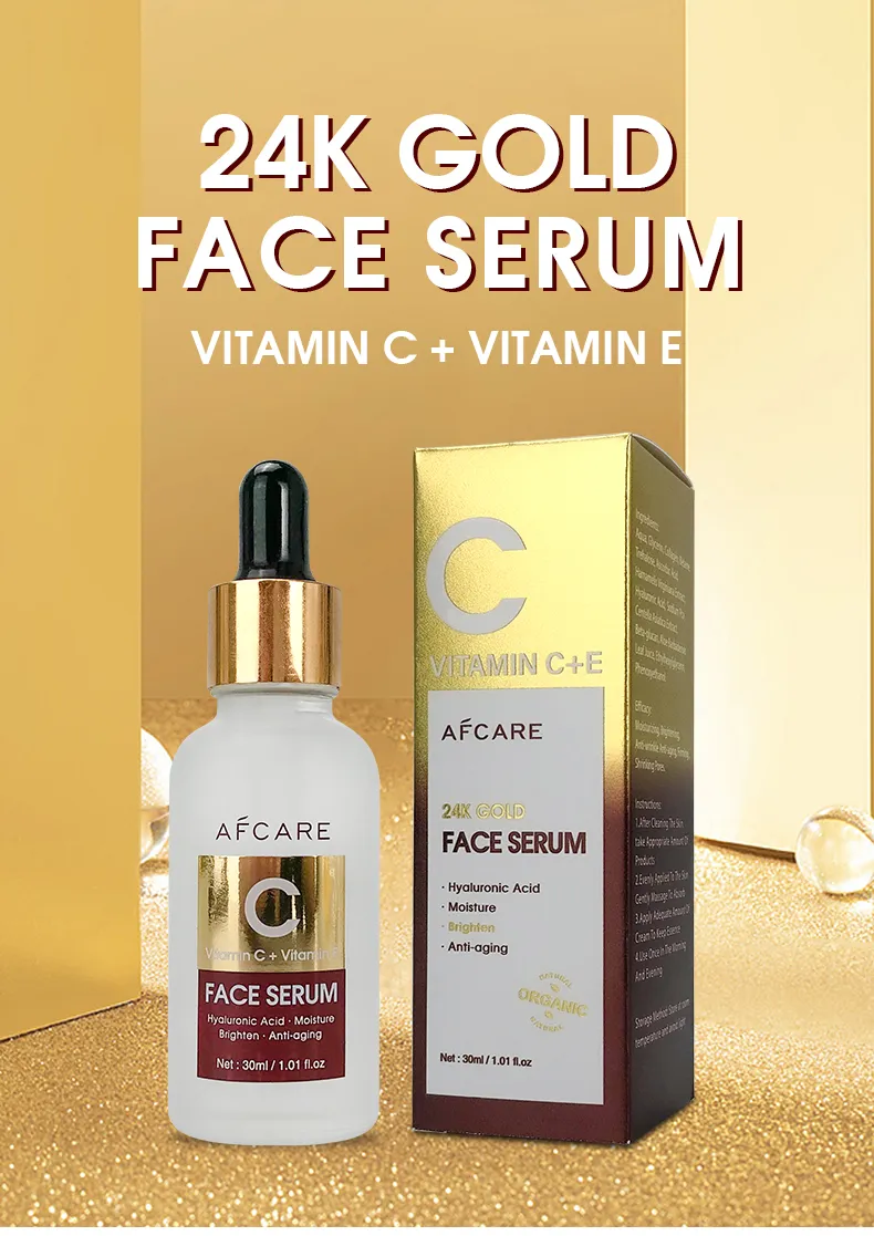Hidratante Livre de Crueldade Nourishing e Vitamina C 24K Sérum Facial Gold Essence