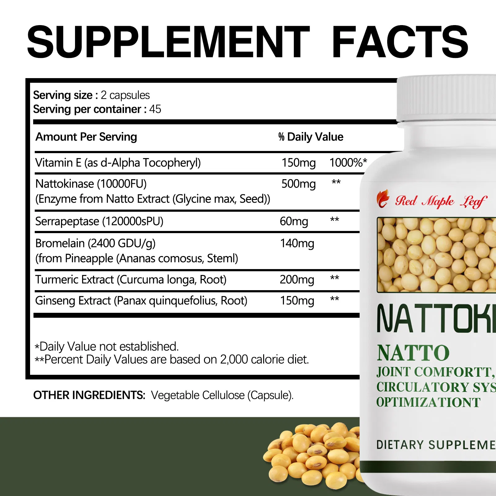 Suplemento de Nattokinase com Múltiplas Enzimas - Bromelaína, Serrapeptase, Cúrcuma e Ginseng para Bem-Estar Cardiovascular e das Articulações