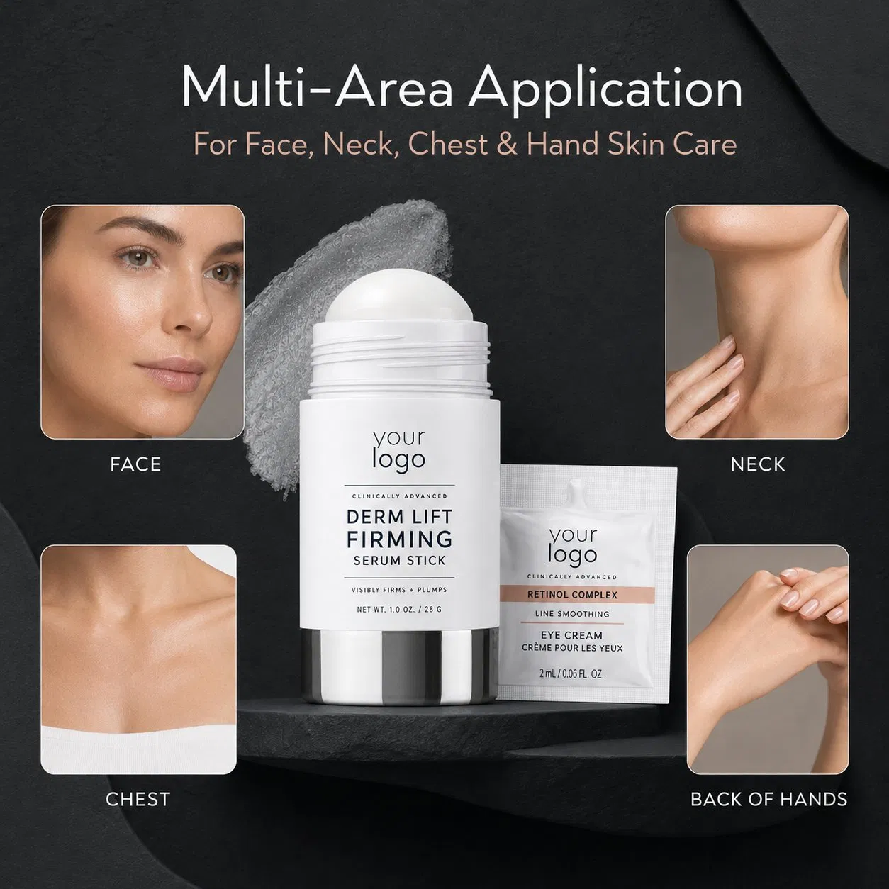 Cuidado Firmador Botânico Natural ODM Textura Leve Suavização da Pele Pele Madura Rápida Absorção Sérum em Bastão com Retinol Exossomos