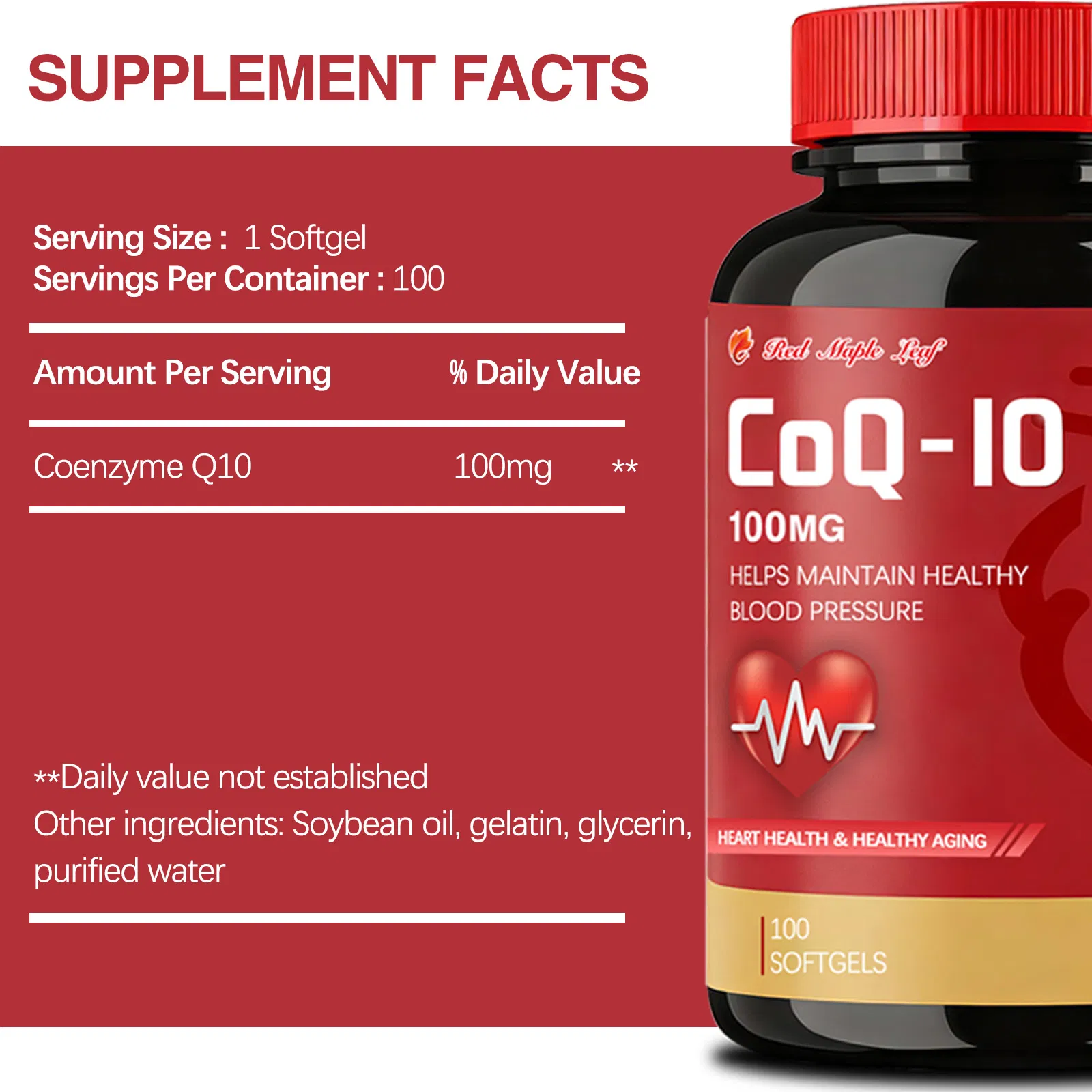 Cápsulas de Coenzima Coq10 Suplementos Herbais Softgel Personalizado OEM Cápsulas de Coenzima Q10