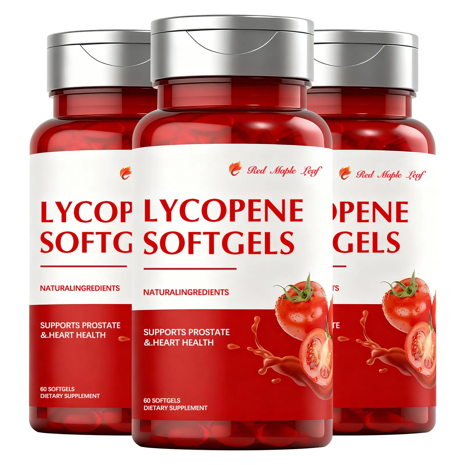 Softgels de licopeno, suplemento antioxidante natural para a saúde da próstata e do coração, sem OGM