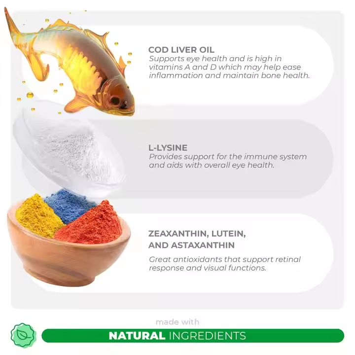 Suplemento Natural Personalizado para Cães - Suporte para Olhos e Visão, Antioxidante e Saúde Retinal
